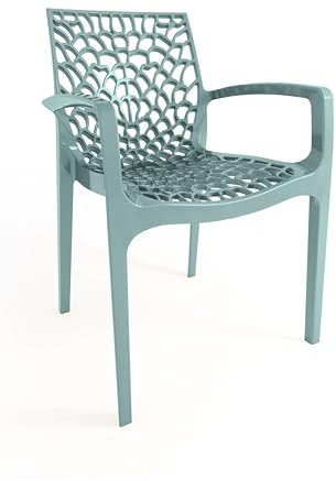 METRO Professional Gartenstuhl mit Armlehne Maurage, Polypropylen, 57 x 55 x 81 cm, Stapelbar, Wetterfest, Salbeigrün