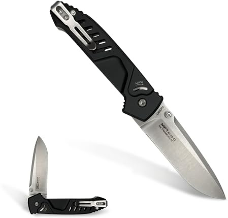 Extrema Ratio - MF1 EVO D (Black Satin) Couteau Pliant, Acier Inoxydable M390, Finition Satinée, Manche en Aluminium, Brise-vitre et Coupe-ceinture