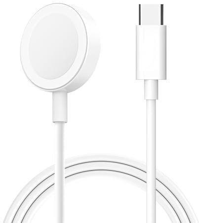 Watch Charger for Apple, 1M/3.3ft USB-C Fast Wireless Magnetic Cable Portable Cord Charging Cable Dock Compatible with Apple Watch Series 9 8 7 6 5 4 3 2 SE - White (Round TYPE-C)