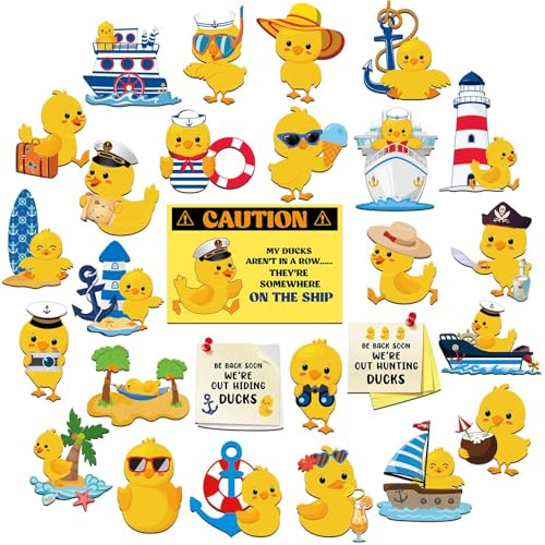 27 Pcs Duck Cruise Door Magnet Decorations Ducky Magnetic Stickers Decals Reusable Funny Carnival Cruise Ship Cabin Magnet for Door Decor Car Fridge Refrigerator