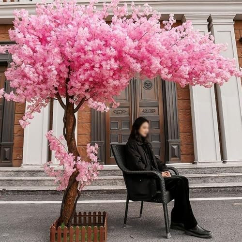 Grand Arbre de Fleur de Cerisier Artificiel, Fleurs Artificielles Fait à La Main Luxuriant, Rose Faux Sakura Fleur Decor, pour Intérieur Extérieur, Mariage, Bureau,001,1x0.6m/3.2x1.9ft
