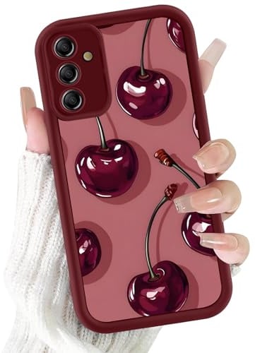 Kivlclri Handyhülle für Samsung Galaxy A16 5G Hülle 6,7, Aesthetic Rot Kirsche Muster Motiv Design für Mädchen Schutzhülle Kameraschutz Stoßfest Weiche Bunt Rot Silikon TPU Bumper Case