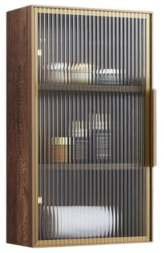 PEBFHSQW Wandschrank Schwebender Hängeschrank Mit Tür, Schlichter Badezimmerschrank, Dekorativer Wandschrank, Wohnzimmerschrank, Küchenschrank, Aufbewahrungsschrank(Brown)