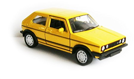 Volkswagen Golf I GTI Modellauto aus Metall mit Rückzugmotor VW Modell Auto Spielzeugauto Spielzeug 4-Varianten Welly 77 (Gelb)