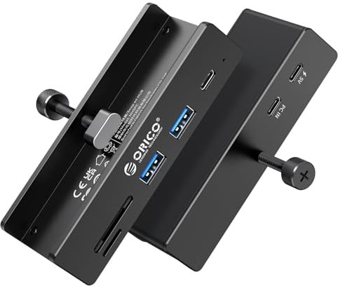 ORICO Hub USB 3.2, 10Gbps Hub-USB in Alluminio con Porta Alimentazione 5V, 5 Porte Distributore USB con 2 Tipo-A 3.2 e 1 Tipo C3.2, Lettore SD/TF 3.0, Cavo 100cm (C su A/C) per Monitor e Scrivanie