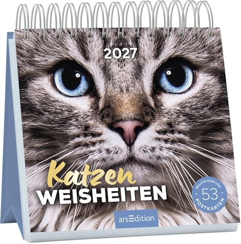 Postkartenkalender Katzenweisheiten 2027: Wochenkalender mit 53 Postkarten mit Sprüchen zum Heraustrennen