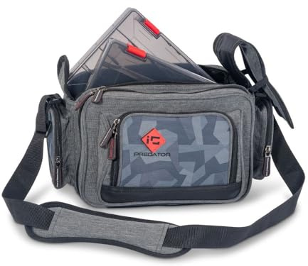 Sänger Top Tackle Systems Iron Claw Jig Bag I, Angeltasche aus Polyester 400D, Schwarz, 40 x 24 x 21 cm, mit 2 Vario Boxen, für Raubfischangeln, Kunstködertasche