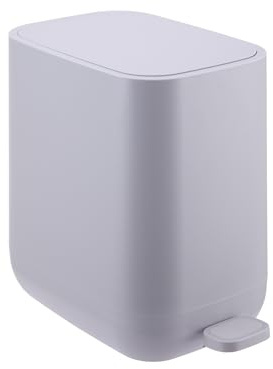 Relaxdays Mülleimer, 7 Liter, Absenkautomatik, entnehmbarer Inneneimer, Matter Kunststoff, Treteimer schmal, dunkelgrau