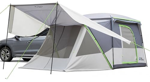 JOYTUTUS SUV-Zelt mit Veranda und Vordach für Familiencamping, Dual-Use-SUV oder Camping mit Regenfliege, Doppeltür, Sternenhimmelsdach, geeignet für SUV