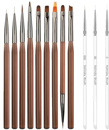 12 Pcs Nail Art Brushes, Professional French Tip Brush Set, N/ail Brushes for Nail Art Suitable for Manicure Technicians and DIY Enthusiasts