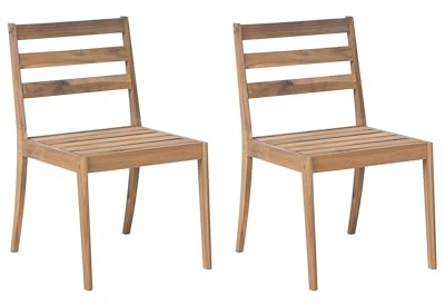 Beliani Gartenstuhl 2er Set zertifiziertes Akazienholz Hellbraun ohne Armlehnen rustikal Chioggia