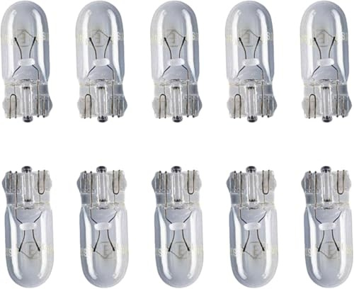 SELMORA 501 Bulbs W5W 10 Pack – 12V 5W W5W Side Light Bulbs for Cars | T10 501 Interior & Number Plate Light Bulbs | Long-Lasting Bright Car Replacement Bulbs