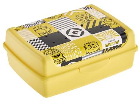 keeeper carla Essensbox, Midi, 1 l, Minions Mosaic, Gelb | Praktischer und sicherer Clipverschluss, Mühelos mit nur einem Klick öffnen, Zuverlässig verschließen, Lebensmittelecht