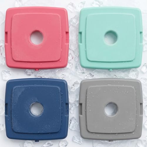 4 x Paquete frío extraplano, Hielos para Nevera Portatil,Pequeños Acumuladores de Frío de 240 ml cada uno, aprox. 13,5 x 12,5 x 1,5 cm, Para Mantener Fríos los Alimentos y Bebidas