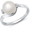 585er Weißgold-Ring Perle mit 4 Diamanten 0,028 ct.
