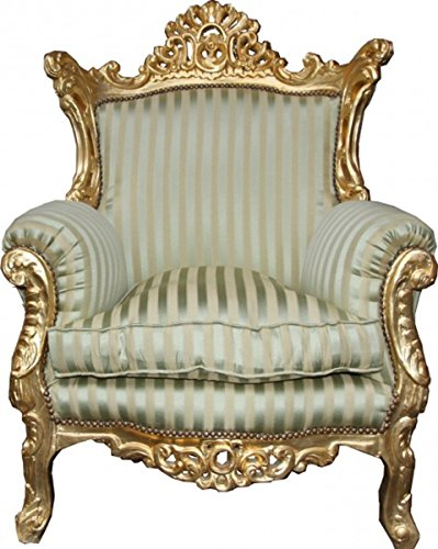 Casa Padrino Antik Stil Sessel Al Capone Mod2 Jadegrün/Beige/Gold 85 x 65 x H. 127 cm - Barockmöbel