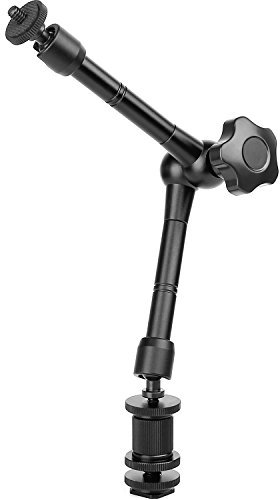 ChromLives 11 Inch Magic Arm Adjustable w/Hot Shoe Mount 1/4'' Tripod Screw compatible with DSLR Camera Rig, LCD Monitor, LED Lights, Flash Light, Microphone, DJI Osmo (11inch-1)