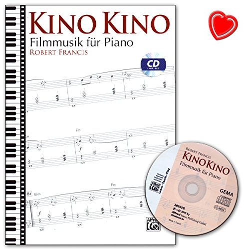 Kino Kino - Filmmusik für Piano - Noten mit CD und bunter herzförmiger Notenklammer - Alfred Music ALF20252G 9783943638875