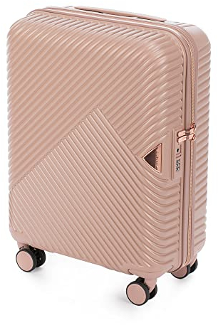WITTCHEN GL Style Line | Reisekoffer Handgepäck Kabinengepäck Rollkoffer Hartschale aus Polycarbonat mit 4 Zwilling-Rollen Zahlenschloss Teleskopgriff GL Style Größe S Puderrosa