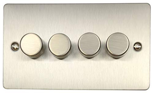 G&H FSS514 Flat Plate Brushed Steel 4 Gang 1 or 2 Way V-Pro LED Dimmer Switch