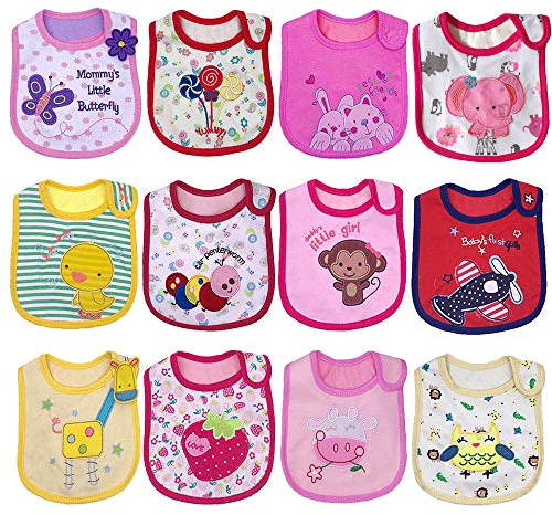 Yafane Baby Lätzchen Wasserdicht Weich 12er Babylätzchen aus Baumwolle mit Klettverschluss für Baby Mädchen Kleinkinder