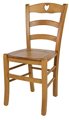 t m c s Tommychairs - Stuhl Cuore für Küche und Esszimmer, Robuste Struktur aus Buchenholz in der Farbe Eichenholz lackiert und Sitzfläche aus Holz