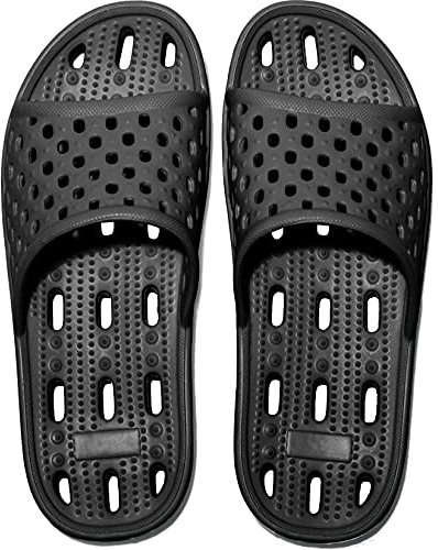 Zapatillas de Ducha para Mujeres Antideslizantes Chanclas y Sandalias de Piscina Sandalias de Baño, Negro,37 EU
