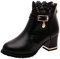 Stivaletti Donna Stivali Autunno Inverno Vintage in Pelle alla Caviglia Pizzo Stivali Corti Shoes (40 EU,Nero)