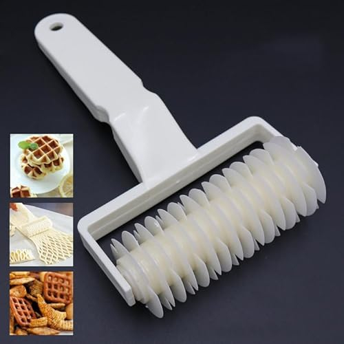 MINGZE Rouleau coupant à Losanges pour treillages, pâtisserie Treillis Cutter Creative Pâte à Pain Cookie Pie Pizza Lattice DIY Outil de décoration Plastique Blanc Bricolage Amusant