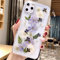Tybiky iPhone 12 Case, Dried Flowers Crystal Gel Slim Transparent Protective Case, Purple, Shock-Absorbent, Lightweight