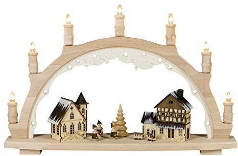 Rudolphs Schatzkiste Lichterbogen als Leerbogen7-flammig elektrisch beleuchtet zum Selbstbestücken BxHxT 57x37x12cm NEU Schwibbogen Leuchterbogen Fensterdekoration