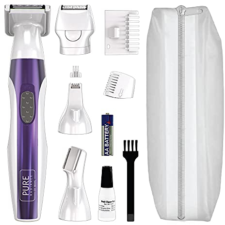 WAHL Face and Body Hair Remover, Pure Radiance, Womens Razor, Female Shaving, 4 in 1 Battery Trimmer, All-Over Body Hair Removal, Bikini Trimmers,Remove Facial Hair, Underarms, Legs, Painless Shaver