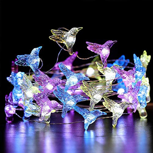 Riaxuebiy 4m 40 LED Kolibri Lichterketten Wasserdichte USB-betrieben 8 Modi mit Fernbedienung Timer für Hochzeitsfeier Festival Innen Draussen (Kolibri, USB)
