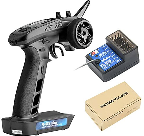 HOBBYMATE Flysky FS GT5 RC Transmitter with FS BS6 Gyro Receiver, 2.4Ghz 6 Channels RC Car Radio Transmitter and Receiver [F.Safe Out of Control Protect, ABS Setting, AFHDS 2A]