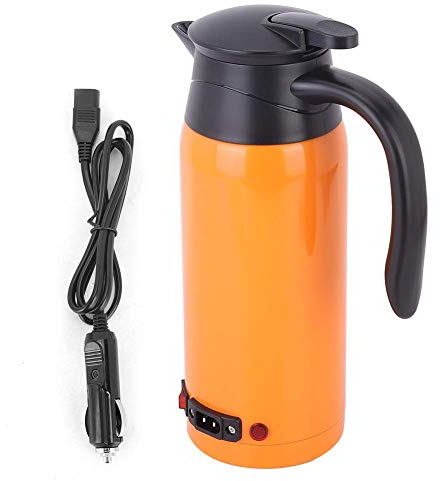 Weikeya Bouilloire électrique antidérapante, 27 x 10 x 18 cm 304 Acier Inoxydable fabriqué 100 ℃ 12V / 24V pour l'utilisation de la Voiture de Camion (Orange)