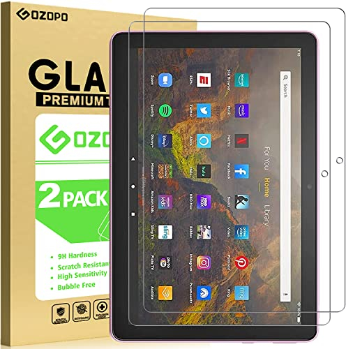 GOZOPO Schutzfolie für Fire HD 10 (2021/2023)/ HD 10 Plus/HD 10 Kids Pro Tablet, Panzer Schutz Glas Folie, 2 Stück