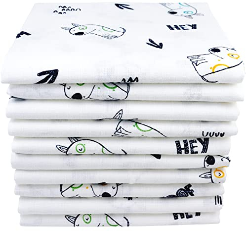 M.M.C. Mulltücher mit Tier Motiven 10er Pack| Spucktücher Baby | Stoffwindeln 70x80 | Mullwindeln | Öko-Tex (10 Hunde)
