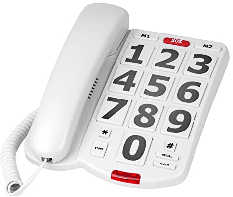 VDTG Large Key Wired Telephone, Adjustable Ringing Tone, and earpiece Volume, The earpiece can be Adjusted to Ultra-high Volume, which is Helpful for Those