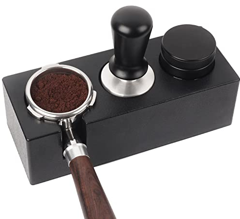 Ezebesta 54mm-58mm Tamperstation Schwarz Tamping Ständer Andrückstation für Siebträger, Tamper, Kaffee Leveler Espresso Kaffeemaschine Barista Zubehör