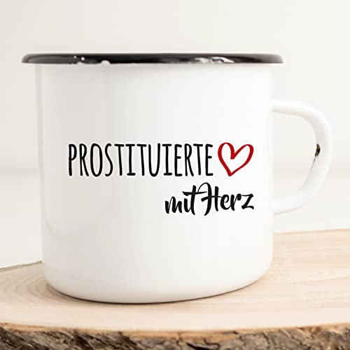 Huuraa Emaille Tasse Prostituierte Geschenk Kaffeebecher Vintage 300ml Prostituierte Geschenkidee