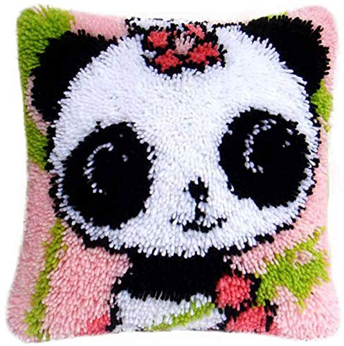 GDWD DIY Knüpfhaken-Set, Kissenbezug, Latch Hook Kissen Kit, Knüpfkissen Set Anfänger Kinder Erwachsene zum Selber Knüpfen, Knüpfteppich Knüpfpackung (G)