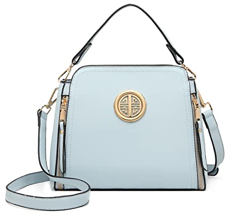 Miss Lulu Umhängetasche Damen Schultertasche Handtasche Crossbody Taschen Henkeltasche Mädchen PU Leder Top Griff Tasche(Blau)
