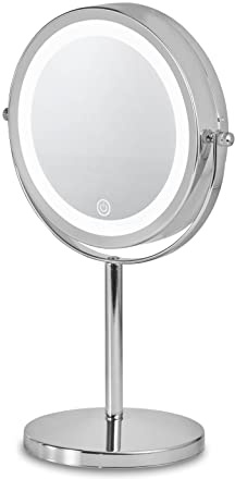 Carmen C81117 Illuminated Cosmetic Vanity Mirror with Touch Sensor, 360° Adjustability, Dimmer Function, Chrome