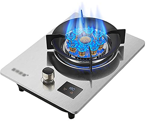 IBOWZ Burners Gas Hob 32cm Built-in 1 Burner Gas Hob,Table-Top Cooking，Thermocouple Flameout Protection/Pulse Electronic Ignition,Compatible With All Cookware [Energy Class A] (Color : D-tempered