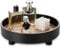 Hanobe Bandeja Redonda Decorativa para tocador: bandejas de Perfume para baño, Soporte de Pedestal Circular, Elevador de Madera para decoración de exhibición, aparador, Negro