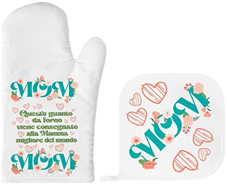 Idea Regalo Originale Festa della Mamma 2026 - Guanto da Forno e Presina per Mamme - Regali Divertenti Mamma Figlia Figlio