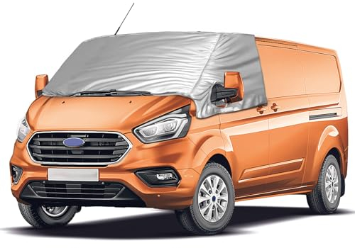 Externe Thermo Scheibenabdeckung passend für Transit Custom 2012-2024, Luxus Silber Wrap Windschutzscheibenabdeckung,Faltbare Frontscheibenabdeckung Winter Sommer Scheibenfrostschutz Abdeckung