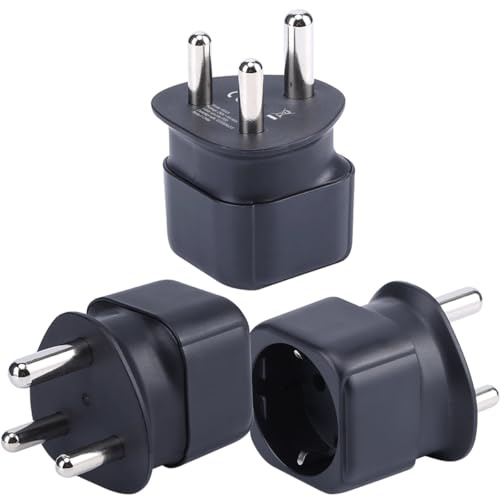 Adaptateur de Prise Europe vers Afrique du Sud/Swaziland, Prise Européenne/Allemande/Française Schuko Type C/E/F Adaptée au Convertisseur de Prise de Voyage Afrique du Sud/Swaziland (3 pièces)