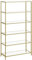 VASAGLE Badregal mit 6 Ablagen, gehärtetes Glas, einfache Montage für Badezimmer, Wohnzimmer, Küche, Büro, Klar Metallic Gold LGT503A01