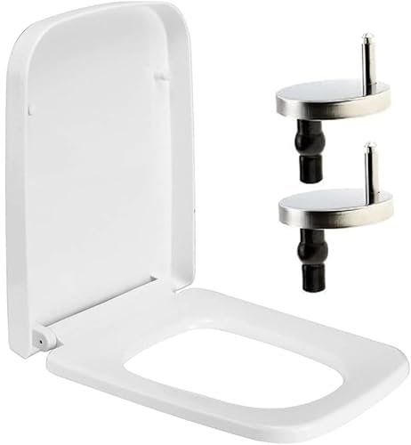 Rectangular Square Toilet Seat Soft Close Toilet Seat Quick Release Standard Size Loo Seat Premium UF Material Easy Cleaning, Easy Installation with Adjustable Hinges Heavy Duty WC